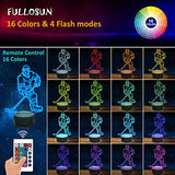 FULLOSUN 3D Night Lights Ice Hockey Athlete 3D Illusion Bedside Lamp 16 Colors Changing with Remote Control Best Birthday Gifts for Men Women