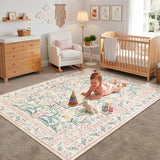 Lahome Area Rugs 8x10 for Living Room, Boho Pink Washable Dorm Bedroom Rug