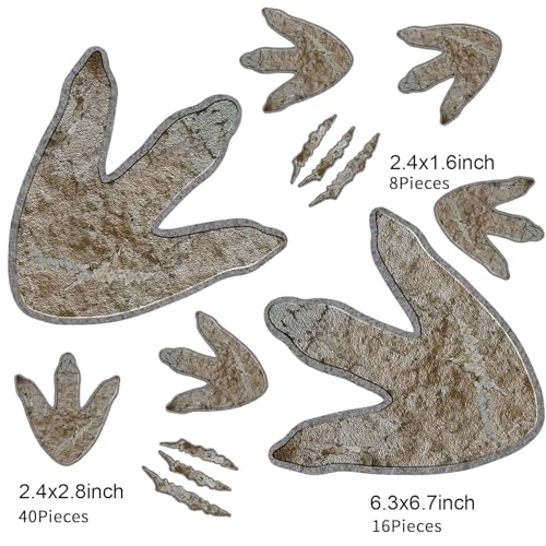 Gersoniel 64 Pcs Dinosaur Footprints Floor Decals Peel and Stick Dinosaur Tracks Wall Decals Removable Vinyl Footprints Stickers for Baby Nursery Bedroom Home Decor