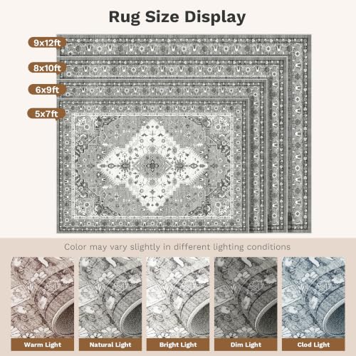 LIVELYGLOW 6x9 Washable Area Rug for Living Room, Large Carpet