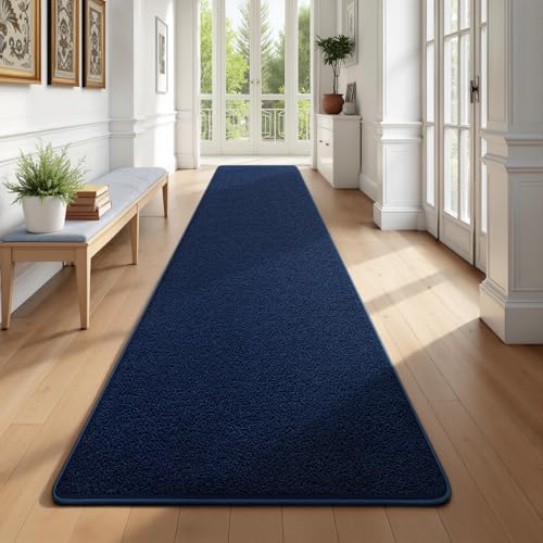 Runner Rug for Hallway, 2x10 Navy Blue Washable Non Slip Runner Rug
