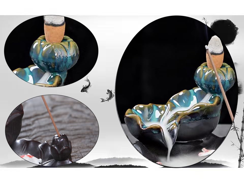 Dreamgirnh Chakras Backflow Incense Burner, Crystal Tree Incense Waterfall Fountain, Cone Incense Holde, Living Room Shelf Aesthetic Decor