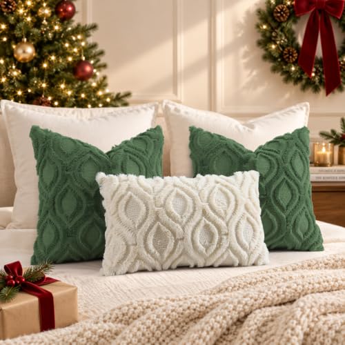 decorUhome Faux Fur Plush Soft Beige Throw Pillow Covers 26x26 Set of 2