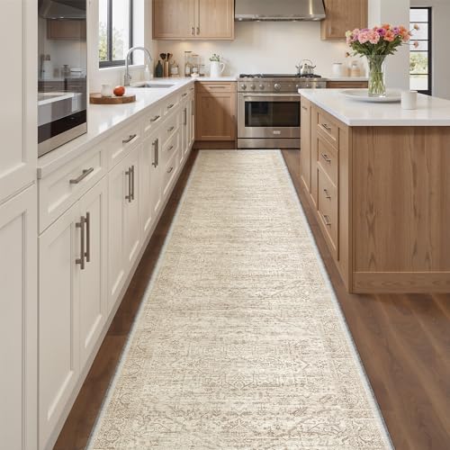 Rugland 2x12 Runner Rug Non Slip, Washable Rug Runners for Hallways, Beige