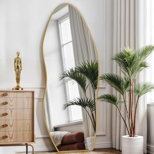 Antok Full Length Mirror, Floor Mirror with Stand, Standing Hanging Leaning Irregular Mirrors for Bedroom Living Room Entryway