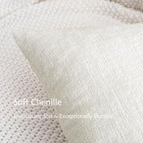 HWY 50 Throw Pillow Cover 20x20 Inch Soft Chenille Cream White Pack of 2