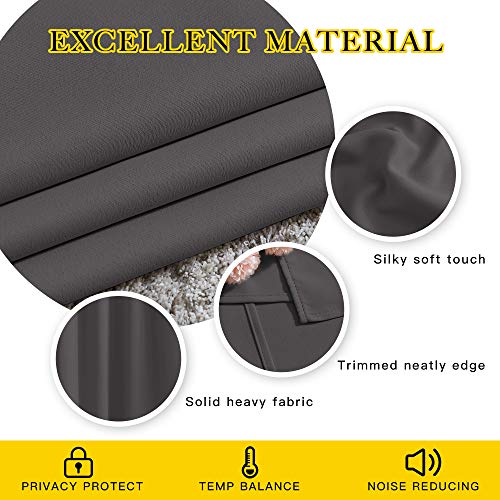 NICETOWN Gray Blackout Curtains for Bedroom 84 inches Long - Thermal Drapes Grommet Room Darkening Light Blocking Curtains Window Treatments for Living Room (2 Panels, W52 x L84, Grey)