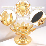 2 PCS Gold Crystal Flower Tea Light Holder, Glass Tealight Candlestick with Metal Base, Votive Candle for Table Centerpiece, Wedding/Parties Decor, Nice Gift