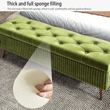 Rectangular Storage Pouf Ottoman Indoor Bedroom Bench Wooden Footstool with Legs Entryway Storage Chest Multi-Functional nizer Stylish Home Décor.
