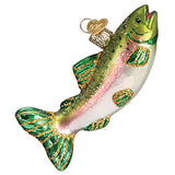 Old World Christmas Fish Collection Glass Blown Ornaments for Christmas Tree Alpine Rainbow Trout 3 x 4.25