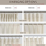 RAIN CITY Extra Long Pleated Sheer Curtains 144 Inches Long 12 Feet Length, Memory Trained Luxury Drapes for Tall Window Thick Linen Textured Cream Light Filtering Privacy Neutral Panels Set of 2