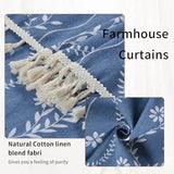 Schweek Blue Boho Curtains for Living Room, Western Rustic Floral Curtains 84 Inches Length, Semi Sheer Navy Blue Vintage Farmhouse Printed Patterned Curtain Drapes