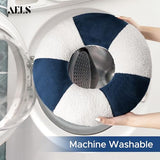 AELS 3D Anchor & Lifebuoy Nautical Throw Pillows, 19.6"& 15.7" Set of 2, Coastal Decor for Beach Enthusiasts Beach House, Ideal for Sofa Couch Living Room Bedroom and Nursery, Navy Blue and White