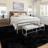 8x10 Area Rugs for Living Room: Soft Black Fluffy Rug Shag Washable Rug Plush Fuzzy Indoor Carpet for Bedroom Nursery Playroom Girls Boys Kids Room (Black, 8'x10')