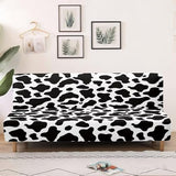 Classic Cow Print Stretchy Sofa Couch Slipcover with Elastic Bands Non Slip & Dustproof Protector Futon Covers Armless Sofa Couch Slipcover