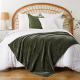 BATTILO HOME Olive Green Chenille Throw Blanket for Couch, Cozy Knit Throw Blanket for Bed Sofa Outdoor, Super Soft Warm Green Blankets Chenille Blankets for Home Decor, 51"x67"