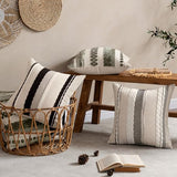 Boho Decorative Pillow Covers 20x20 Pack of 2 Black-White Stripe 2