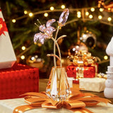 YWHL Crystal Lily Flower Figurine with Vase, Handmade Pink Glass Lily Flower Gifts for Woman, Wedding Gifts for Couple, Home Party Decorations (Pink)