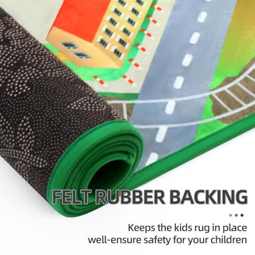 Large Kids Carpet Play Mat Rug for Playroom, 60'' x 84'’ Car Rugs Mat for Kids Toy Cars, City Life with Road Traffic Playmat Rugs Great for Kids Bedroom Play Room Boy Room Decor, Grey