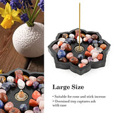 Mooncraftlogy Lotus Crystal Tray, Wooden Incense Burner for Stick/Cone, Gemstone Display Holder, Organizer for Rocks, Essential Oil, and Jewelry