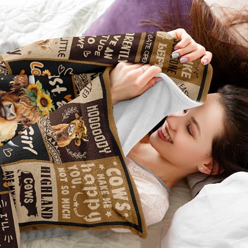 Highland Cow Blanket, Highland Cow Gifts for Women, Cow Gifts for Women for Mothers Day/Birthday/Christmas Soft Throw Blanket 50"x60"