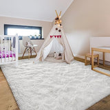 Hutha 4x6 Large Area Rugs for Living Room, Super Soft Fluffy Modern Bedroom Rug, Cream White Indoor Shag Fuzzy Carpets for Girls Kids Nursery Room Home Decor