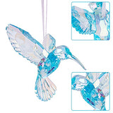 6 Pieces Hummingbird Ornaments Acrylic Hummingbird Figurines Large Crystal Pendants Shiny Iridescent Purple, Blue and Clear Bird Decoration