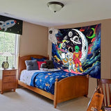 Sanzugh Funny Space Astronaut Alien Tapestry for Men Guys Bedroom, Cool Trippy Universe Planet Art Tapestries Wall Hanging College Dorm Boys Room Decor 60"X40", Psychedelic Blacklight Galaxy Poster