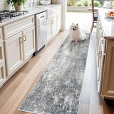 2x8 Washable Non-Slip Hallway Runner Rug – Modern Coastal Abstract Neutral Stain-Resistant Low-Pile Carpet Runner for Kitchen Entryway Bedroom Bathroom (Blue Gray,2x8)