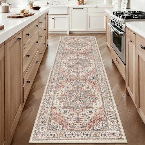 2x8 Vintage Runner Rug Low Pile Non-Slip Washable Hallway Rug