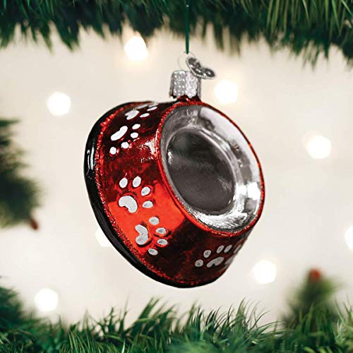 Old World Christmas Glass Blown Ornament Dog Bowl (32285)