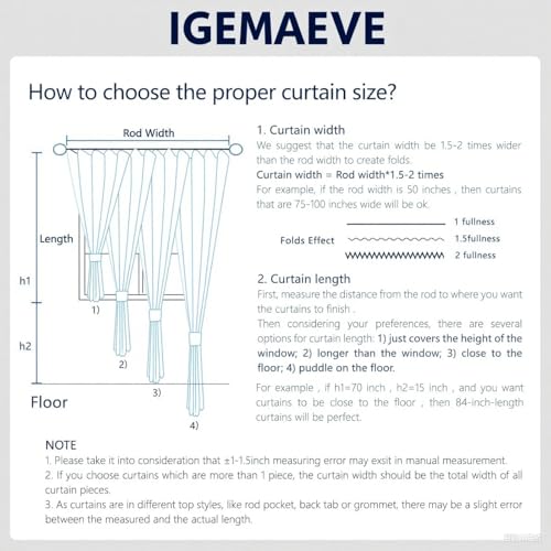 IGEMAEVE Black 100% Blackout Curtains 84 Inch Length 2 Panels Set, Black Out Curtains for Bedroom 84 Inch Long, Rod Pocket Energy Saving Room Darkening Drapes for Living Room Dining Room Window