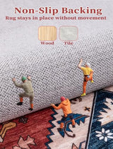 SERISSA Boho Washable Runner Rug, 2x6 Rug Runner Non-Slip Vintage Rust Hallway Kitchen Runner Rug Ultra Soft Print Distressed Tribal Floor Carpet Runner for Bedroom Bathroom Laundry Living Room