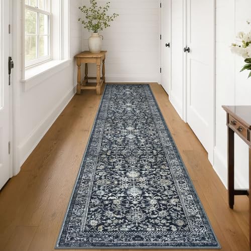 Runner for Hallway 3x14 ft Washable Runner Rug, Midnight Navy