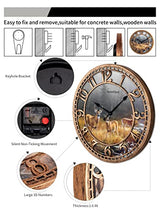 WANGIRO Round Wall Clock Farmhouse Plastic Deer Clock Battery Operated Silent Non-Ticking Rustic Clock 12 Inch for Home Kitchen Living Room Bedroom Office Decor (Antique Copper)