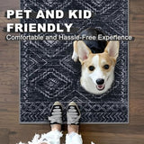 Washable Runner Rug 2x6 ft Hallway Runners, Blue-Black
