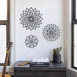 OYEFLY 3 Pieces Metal Flowers Wall Decoration,Flower Art Wall Decor Farmhouse Wall Decor (Black style2)