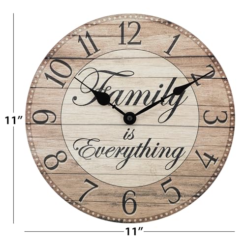 Westclox Wall Clock, 11-Inch Round Analog Clock with Inspirational Dial, Battery Powered, Quartz Movement, Farmhouse Rustic Decor for Living Room, Kitchen, Bedroom (Family is Everything, 11-Inch)