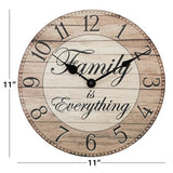 Westclox Wall Clock, 11-Inch Round Analog Clock with Inspirational Dial, Battery Powered, Quartz Movement, Farmhouse Rustic Decor for Living Room, Kitchen, Bedroom (Family is Everything, 11-Inch)