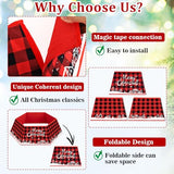 Christmas Tree Collar Buffalo Plaid, Christmas Tree Base Cover, Fabric Hexagon Tree Base Skirt with Six Patterns, Christmas Tree Base Bottom Stand Cover with 31In Diameter for Tree Decoration