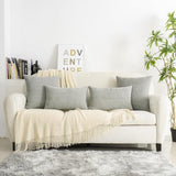 HWY 50 Decorative Chenille Throw Pillow Covers Light Gray 12x20 Inch
