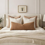 MIULEE Textured Boucle Lumbar Pillow Cover for Bed 14x36 Brown