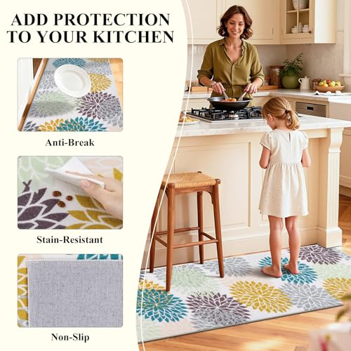 Kitchen Rugs Set 3 Piece, Non Slip Washable Kitchen Mats for Floor