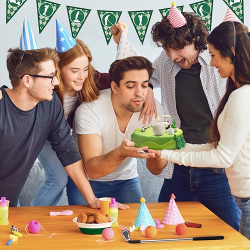 Golf Ball Birthday Candles, Golf Cake Topper & Mini Golf Club for Golf Birthday Party Decorations (White, Iron)