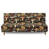 Mushroom Stretch Armless Sofa Bed Cover, Easy to Install Couch Slipcover Without Armrests, Washable Folding Futon Cover, Non-Slip Futon Sofa Bed Slipcover with Elastic Bottom