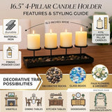 Black Iron 4-Pillar Candelabra – Elegant Tabletop Candle Holder Centerpiece for Weddings, Dining, Parties & Home Decor