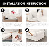 PrinceDeco T Cushion Loveseat Slipcover - 3 Pieces Sofa Cover for 2 Cushion Couch with 2 Individual T Shape Seat Covers Width Up to 76 Inch - Stretch, Machine Washable, Porcelain