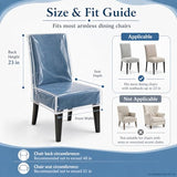 2 Pack Clear Plastic Dining Chair Covers, Waterproof Dining Chair Protectors with Backrest, PE Chair Seat Covers for Kitchen, Dining Room, Kids Messes, Pet Hair, Cat Claws, Fits 21" x 18" Seat