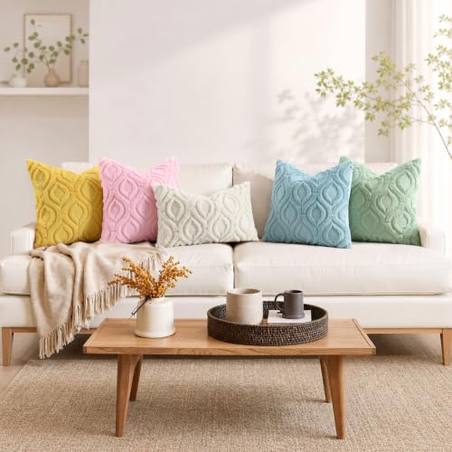 decorUhome Faux Fur Plush Soft Beige Throw Pillow Covers 26x26 Set of 2