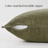 Fancy Homi Set of 2 Olive Green 16x16 Inch Soft Chenille Decorative Throw Pillow Covers with Flange Edge,Square Neutral Modern Boho Textured Cushion Case Home Decor for Couch Sofa Bed Livingroom